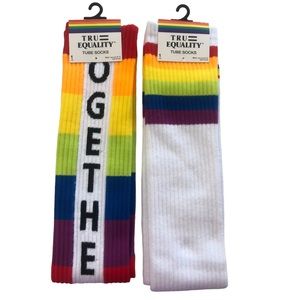 Tru Equality Rainbow Pride Tube Socks NWT Brand New Men’s Size 6-12 Two Pair Lot